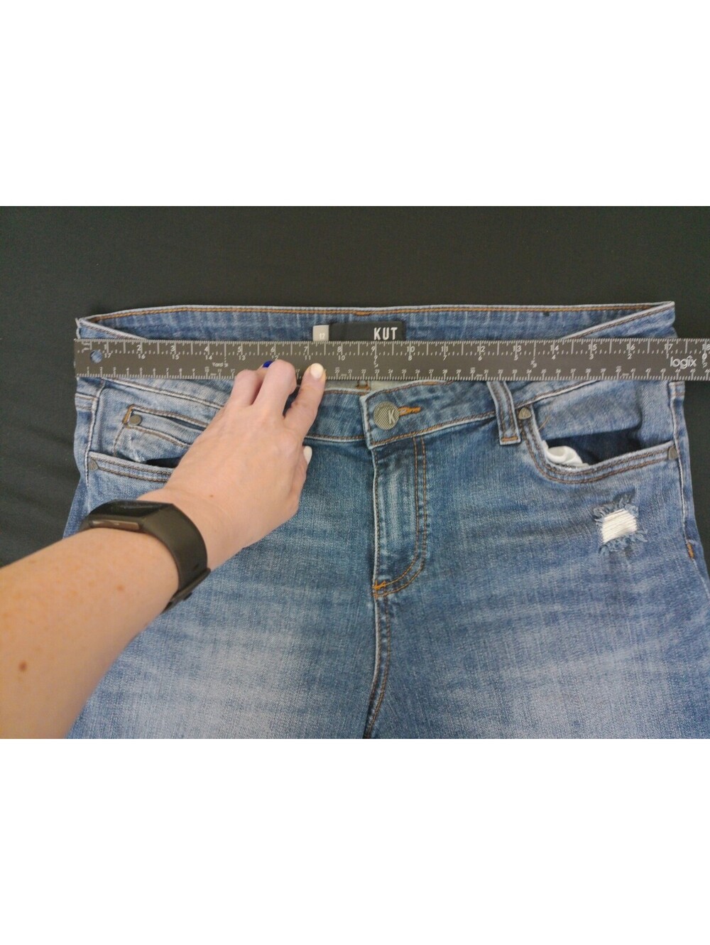 KUT from the Kloth Womens Jeans Size 12 Blue Medium Wash Distressed Denim - Picture 4 of 6